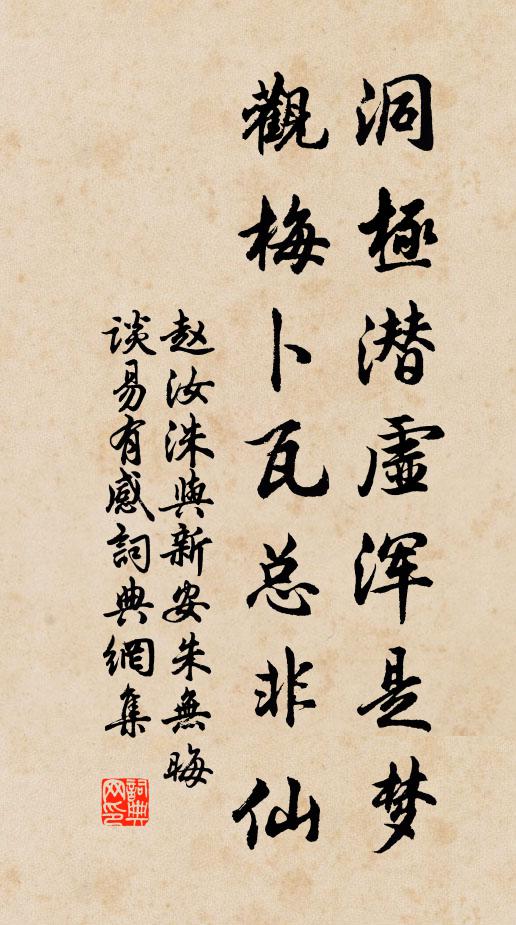 赵汝洙洞极潜虚浑是梦，观梅卜瓦总非仙书法作品欣赏