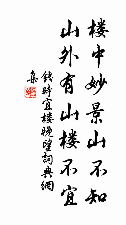 钱时楼中妙景山不知，山外有山楼不宜书法作品欣赏