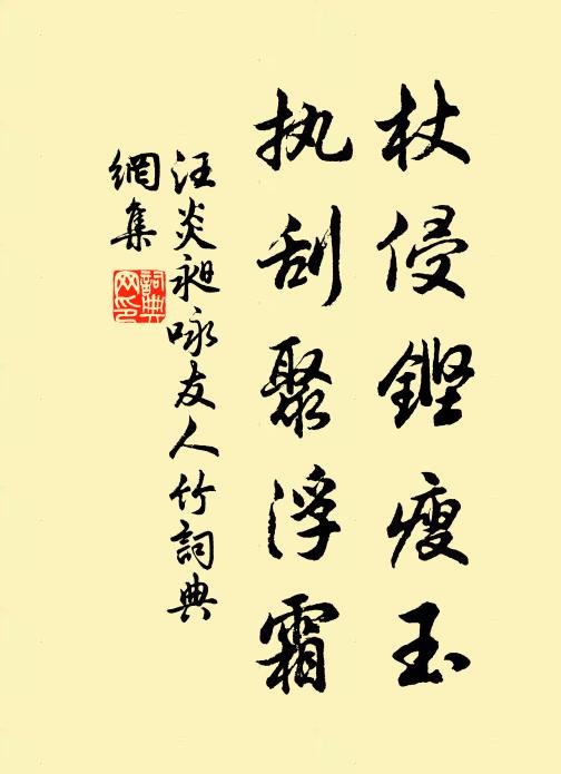 汪炎昶杖侵铿瘦玉，执刮聚浮霜书法作品欣赏