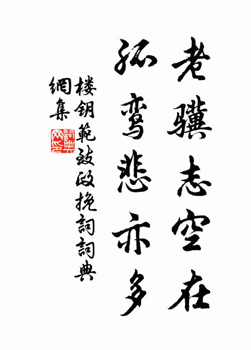 楼钥老骥志空在，孤鸾悲亦多书法作品欣赏