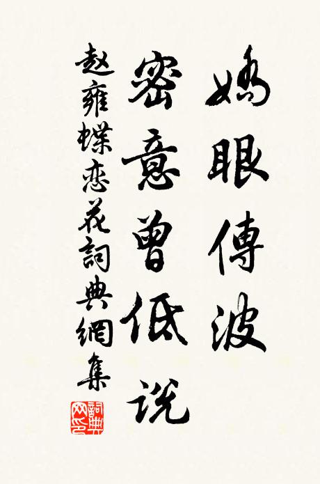 赵雍娇眼传波,密意曾低说书法作品欣赏