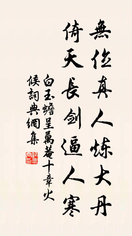 白玉蟾无位真人炼大丹，倚天长剑逼人寒书法作品欣赏