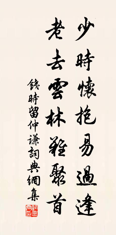 钱时少时怀抱易过逢，老去云林难聚首书法作品欣赏