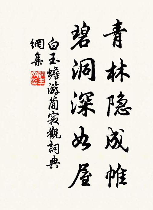 白玉蟾青林隐成帷，碧洞深如屋书法作品欣赏