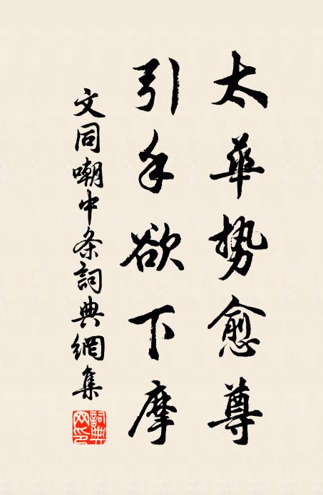 文同太华势愈尊，引手欲下摩书法作品欣赏