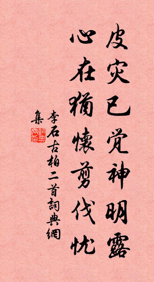 李石皮灾已觉神明露，心在犹怀剪伐忧书法作品欣赏