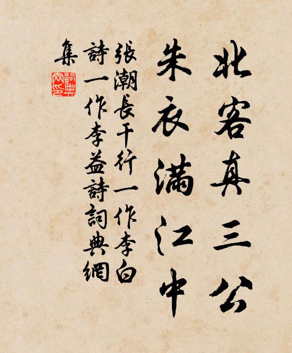 张潮北客真三公，朱衣满江中书法作品欣赏
