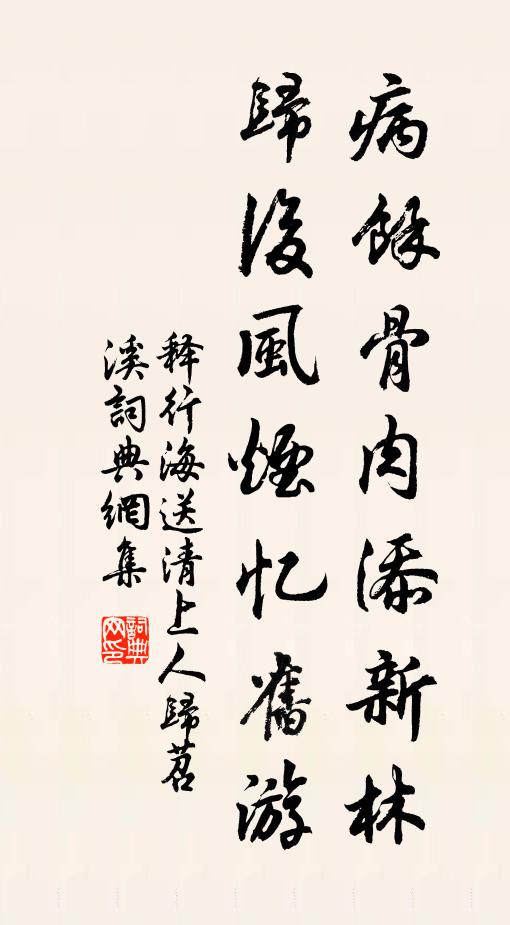 释行海病余骨肉添新林，归后风烟忆旧游书法作品欣赏