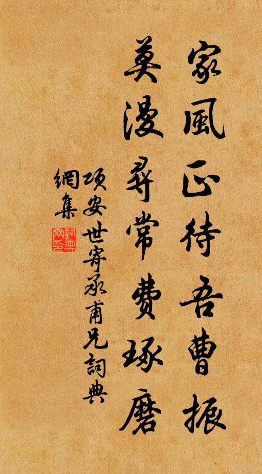 项安世家风正待吾曹振，莫漫寻常费琢磨书法作品欣赏