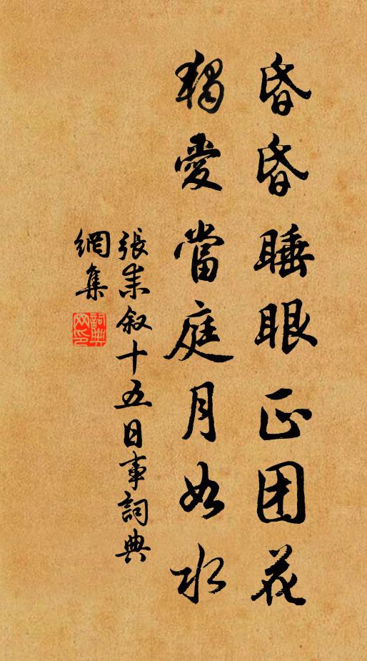张耒昏昏睡眼正团花，独爱当庭月如水书法作品欣赏