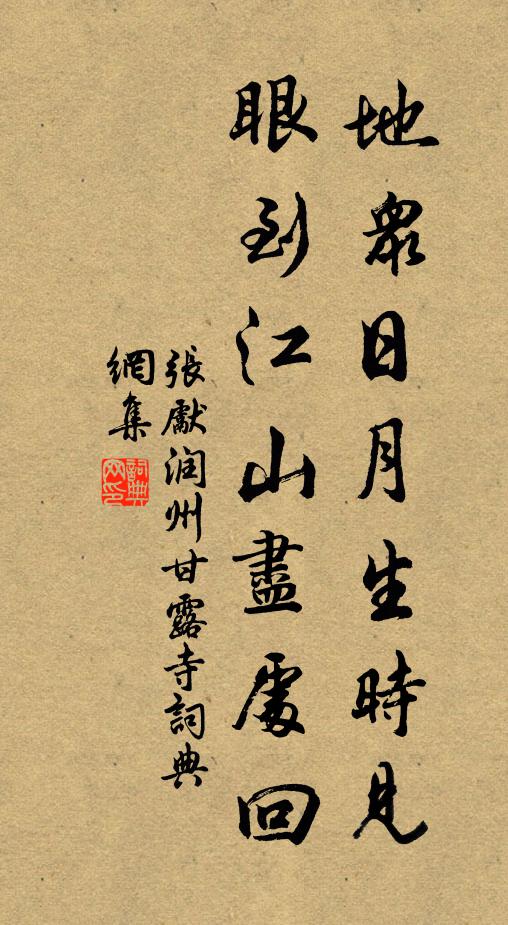 张先地众日月生时见，眼到江山尽处回书法作品欣赏