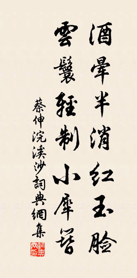 蔡伸酒晕半消红玉脸，云鬟轻制小犀簪书法作品欣赏