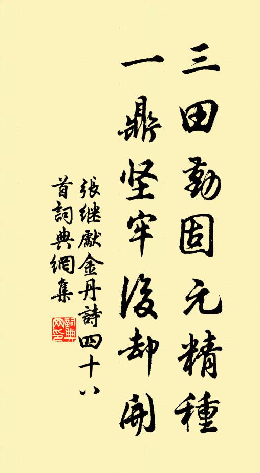 张继先三田勤固元精种，一鼎坚牢后却开书法作品欣赏