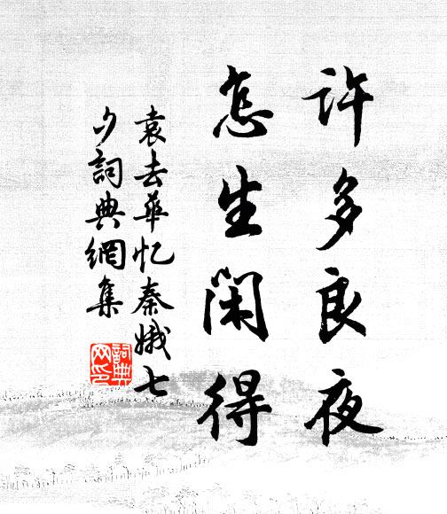 袁去华许多良夜，怎生闲得书法作品欣赏