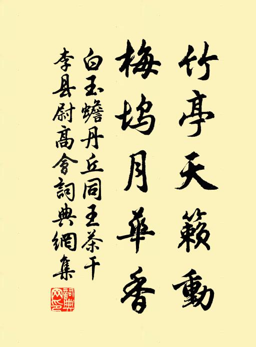 白玉蟾竹亭天籁动，梅坞月华香书法作品欣赏