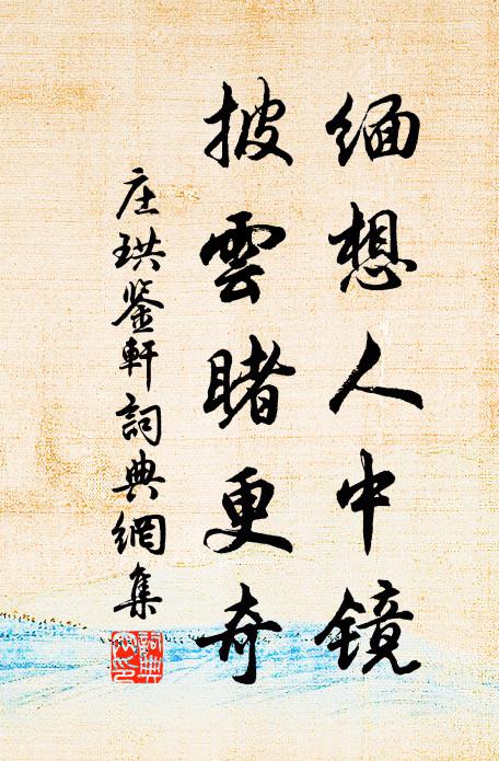 庄珙缅想人中镜，披云睹更奇书法作品欣赏