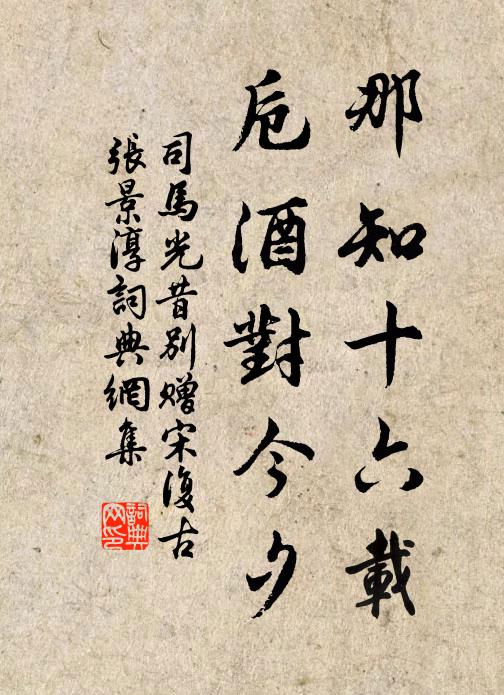 司马光那知十六载，卮酒对今夕书法作品欣赏