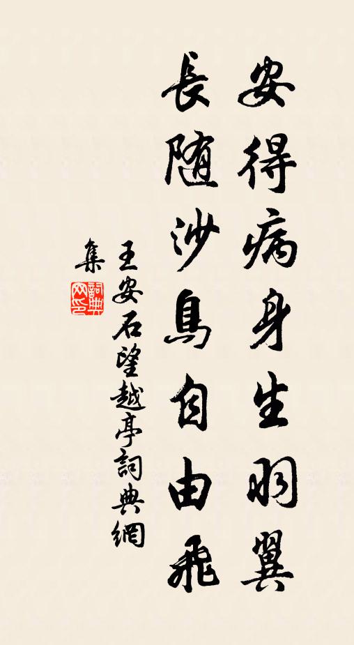 王安石安得病身生羽翼，长随沙鸟自由飞书法作品欣赏