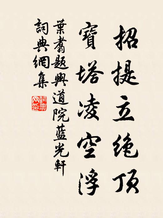 叶翥招提立绝顶，宝塔凌空浮书法作品欣赏