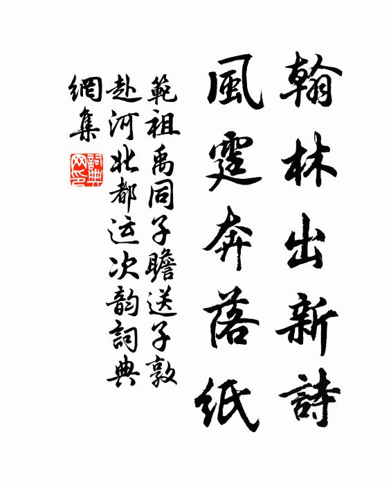 范祖禹翰林出新诗，风霆奔落纸书法作品欣赏