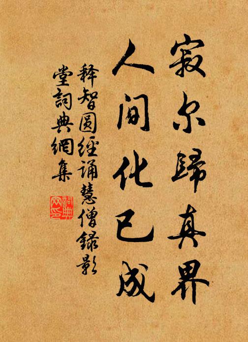 释智圆寂尔归真界，人间化已成书法作品欣赏