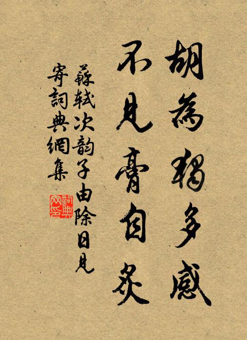 苏轼胡为独多感，不见膏自炙书法作品欣赏
