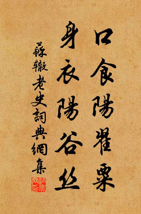 苏辙口食阳翟粟，身衣阳谷丝书法作品欣赏