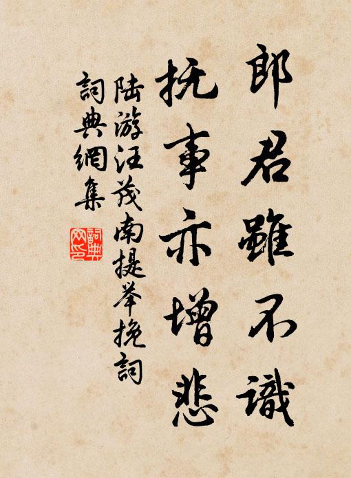 陆游郎君虽不识，抚事亦增悲书法作品欣赏