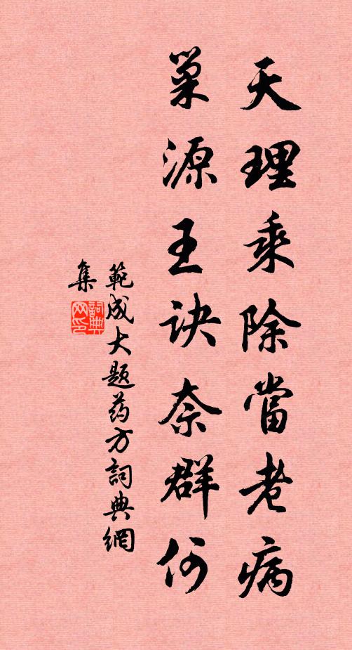 范成大天理乘除当老病，巢源王诀奈群何书法作品欣赏
