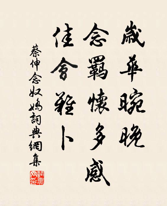 蔡伸岁华晼晚，念羁怀多感，佳会难卜书法作品欣赏