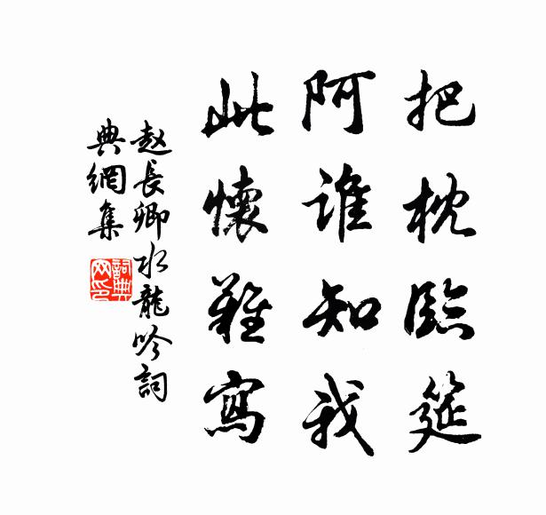 赵长卿把枕临筵，阿谁知我，此怀难写书法作品欣赏