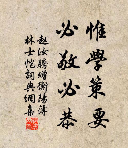 赵汝腾惟学策要，必敬必恭书法作品欣赏