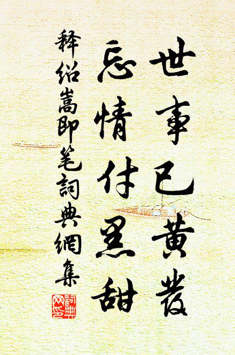 释绍嵩世事已黄发，忘情付黑甜书法作品欣赏