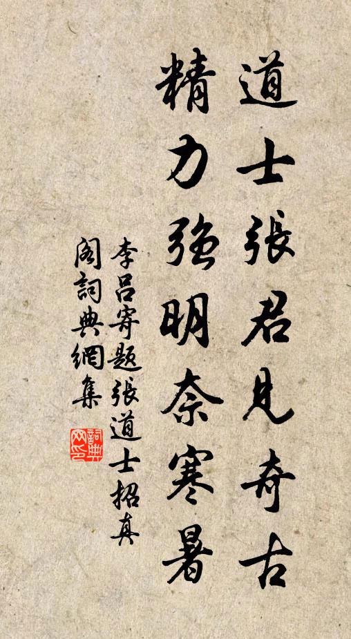 李吕道士张君见奇古，精力强明奈寒暑书法作品欣赏