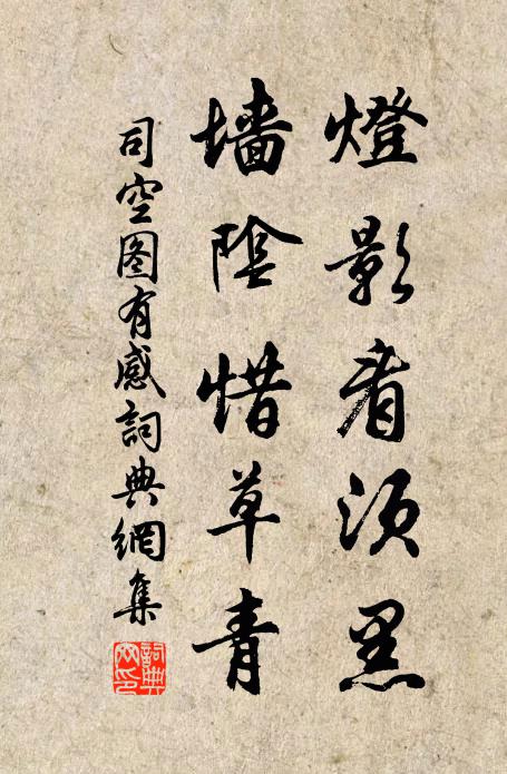 司空图灯影看须黑，墙阴惜草青书法作品欣赏