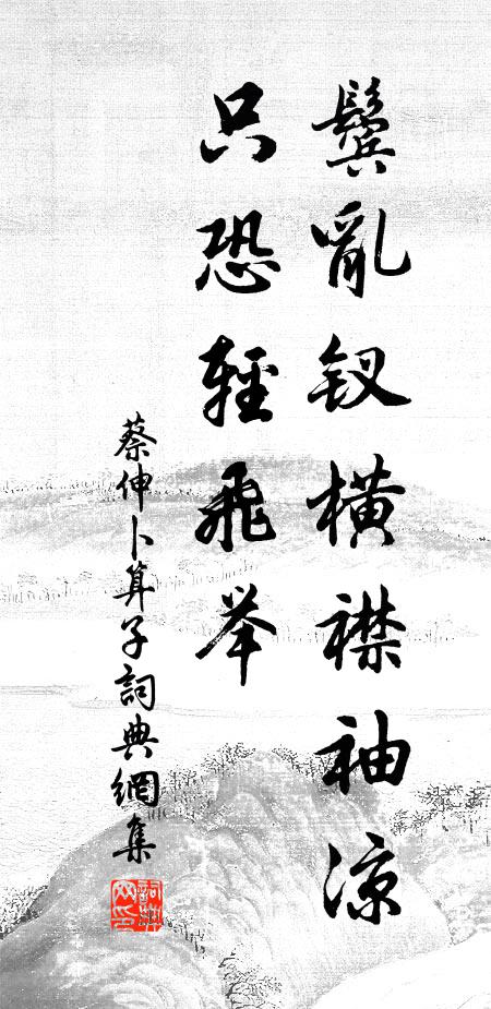 蔡伸鬓乱钗横襟袖凉，只恐轻飞举书法作品欣赏