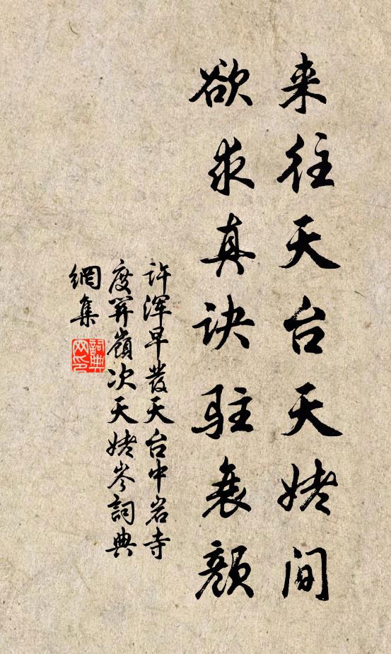许浑来往天台天姥间，欲求真诀驻衰颜书法作品欣赏