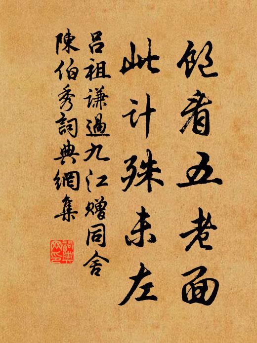 吕祖谦饱看五老面，此计殊未左书法作品欣赏