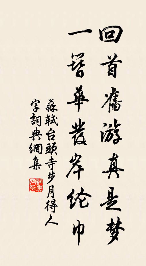 苏轼回首旧游真是梦，一簪华发岸纶巾书法作品欣赏
