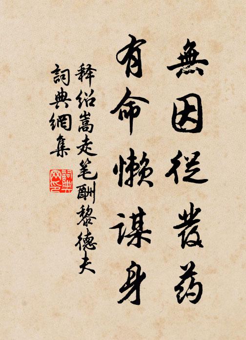 释绍嵩无因从发药，有命懒谋身书法作品欣赏