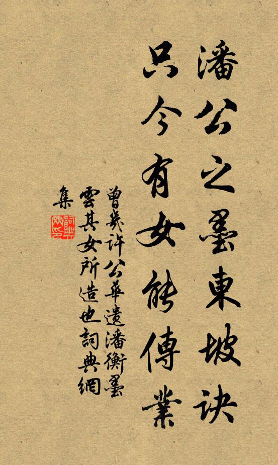 曾几潘公之墨东坡诀，只今有女能传业书法作品欣赏