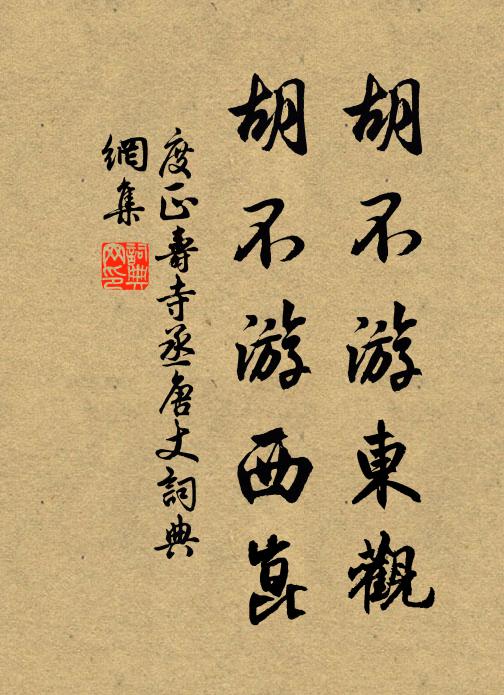 度正胡不游东观，胡不游西崑书法作品欣赏