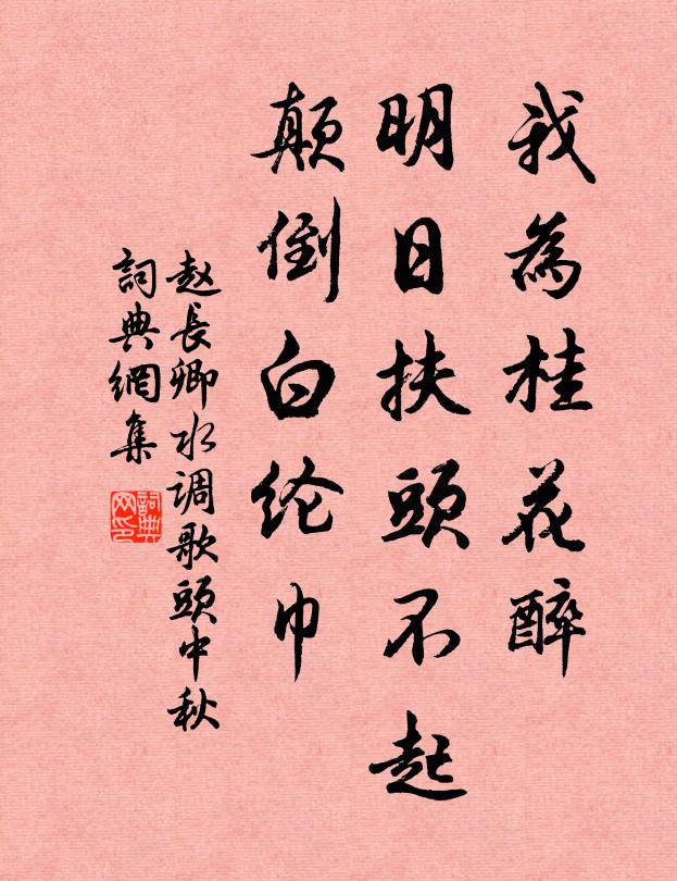 赵长卿我为桂花醉，明日扶头不起，颠倒白纶巾书法作品欣赏