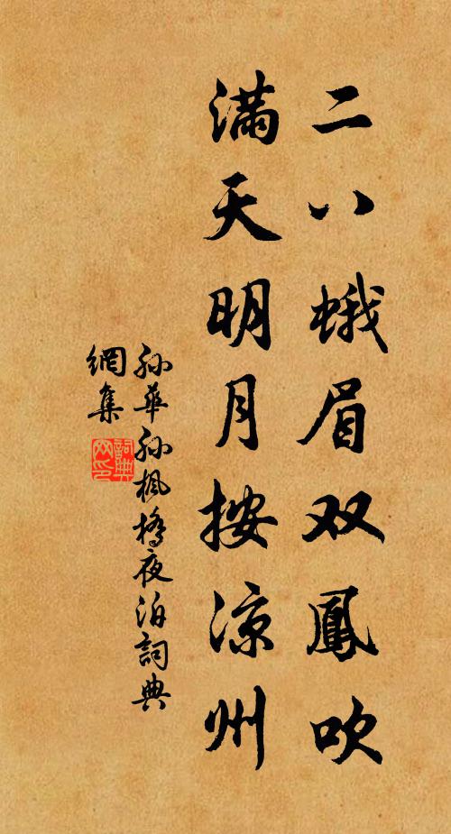 孙华孙二八蛾眉双凤吹，满天明月按凉州书法作品欣赏