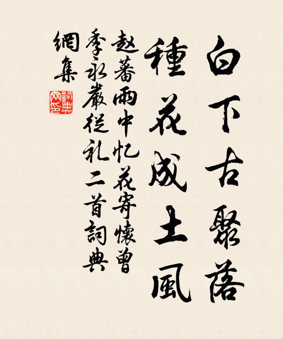赵蕃白下古聚落，种花成土风书法作品欣赏
