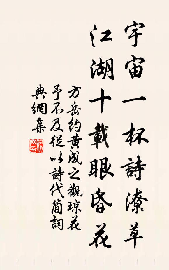 方岳宇宙一杯诗潦草，江湖十载眼昏花书法作品欣赏