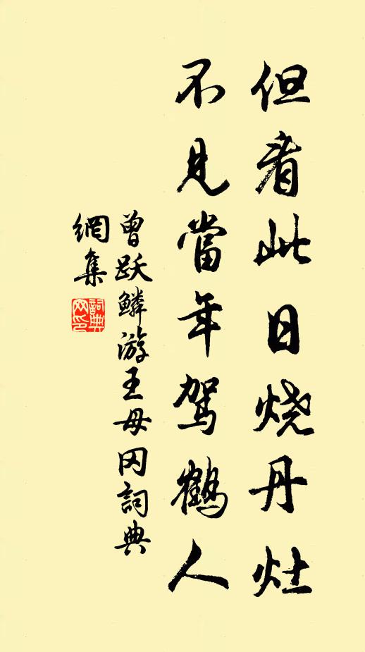 曾跃鳞但看此日烧丹灶，不见当年驾鹤人书法作品欣赏