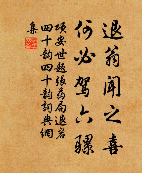 项安世退翁闻之喜，何必驾六骡书法作品欣赏