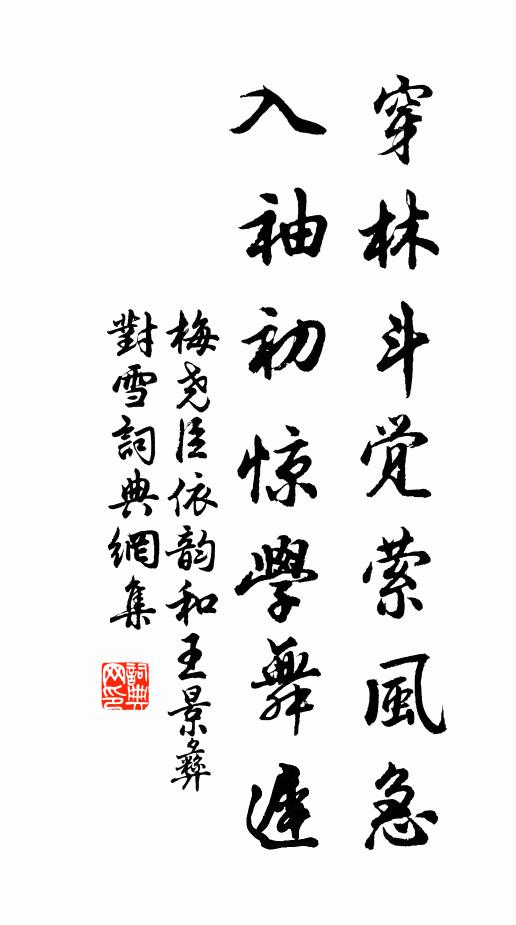 梅尧臣穿林斗觉萦风急，入袖初惊学舞迟书法作品欣赏