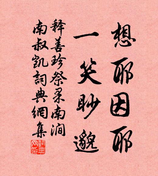 释善珍想耶因耶，一笑眇邈书法作品欣赏